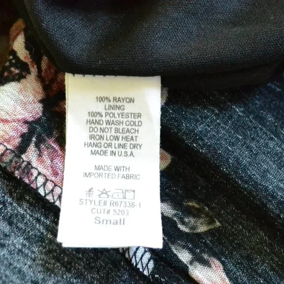 Black Wrap Floral Coldshoulder Bellsleeve Maxi Dress Side Slit Women Size Small - Picture 9 of 11